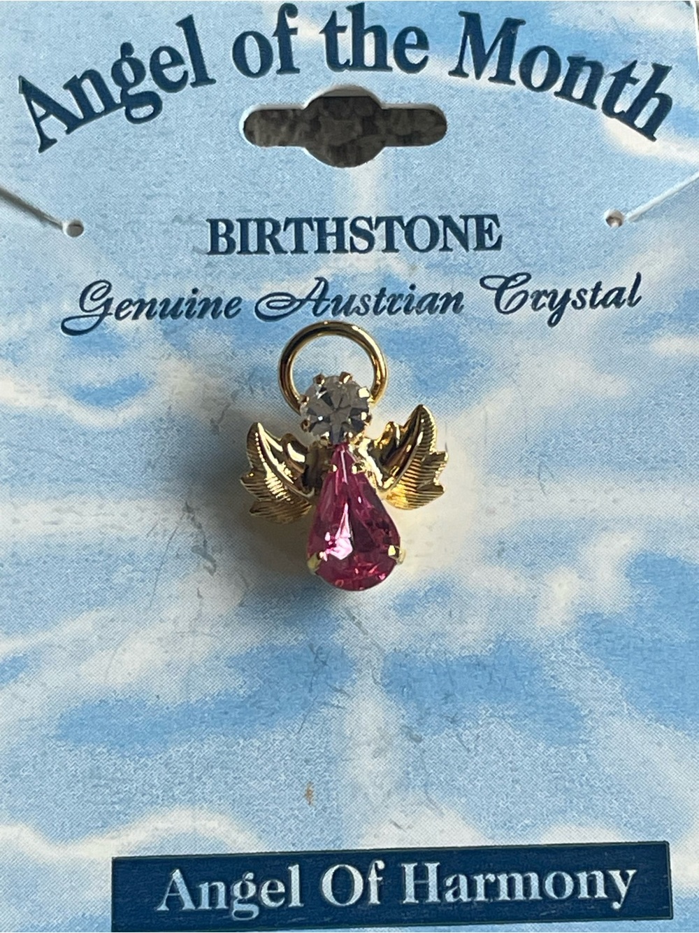 Pink Birthstone Crystal Pendant - Gold Tone